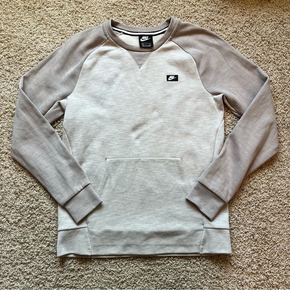 Nike Sportswear Men’s Optic Crew Pullover Sweatshirt Beige Tan